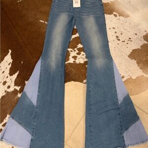 a new day Two-Tone Blue Flare Jeans